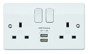 Honeywell MK Logic Plus K2744WHI 13A USB Socket, 5 V, White, 25 mm