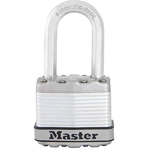 MASTER LOCK Heavy Duty Padlock [Key] [Laminated Steel] [Medium Shackle] [Weatherproof] M1EURDLF - Best Used for Storage Units, Sheds, Garages, Fences