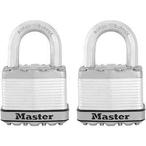 MASTER LOCK Heavy Duty Padlock [Key] [Laminated Steel] [Weatherproof] [Pack of 2] M5EURT - Best Used for Storage Units, Sheds, Garages, Fences