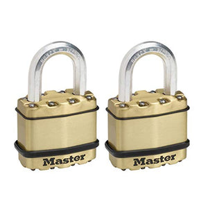 MASTER LOCK Heavy Duty Padlock [Key] [Laminated Steel / Brass Finish] [Weatherproof] [Pack of 2] M1BEURT - Best Used for Storage Units, Sheds, Garages, Fences